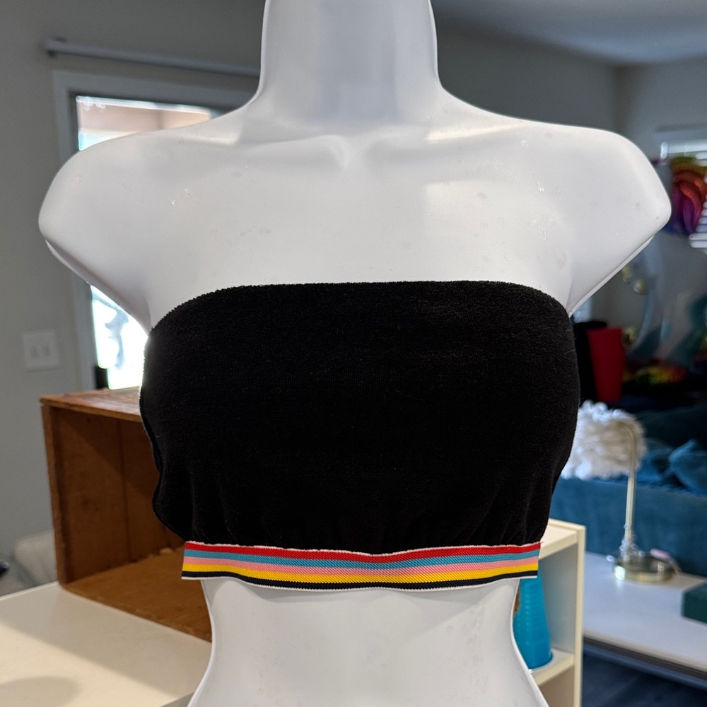 Forever 21 Black Tube Top with Colorful Trim